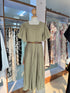 Ladies Casual Square Neckline Belted Maxi Dress